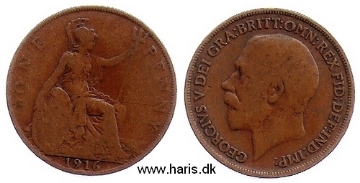 Picture of GREAT BRITAIN 1 Penny 1916 KM810 F