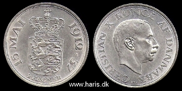 Picture of DENMARK 2 Kroner 1937 Comm. Silver KM830 XF+/aUNC