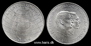 Picture of DENMARK 2 Kroner 1953 Comm. Silver KM844 UNC