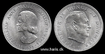 Picture of DENMARK 5 Kroner 1964 Comm. Silver KM854 UNC