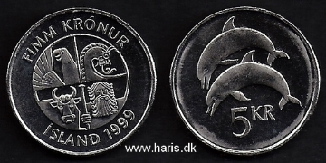 Picture of ICELAND 5 Kronur 1999 KM28a UNC