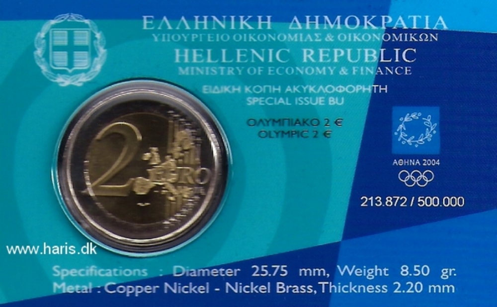 Picture of GREECE 2 Euro 2004 Comm. KM209 UNC