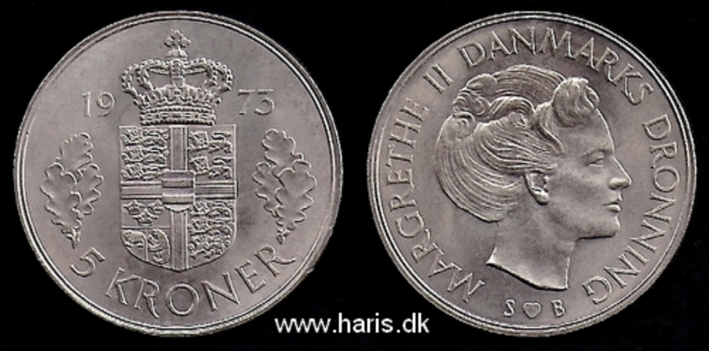 Picture of DENMARK 5 Kroner 1973 KM863.1 UNC