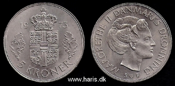 Picture of DENMARK 5 Kroner 1973 KM863.1 UNC