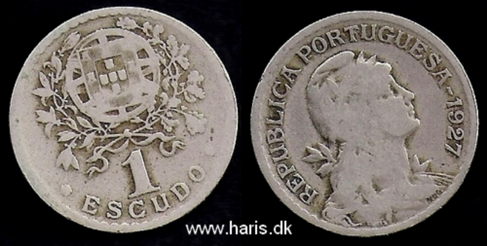 Picture of PORTUGAL 1 Escudo 1927 KM578 F