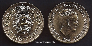 Picture of DENMARK 10 Kroner 2013 KM954 UNC