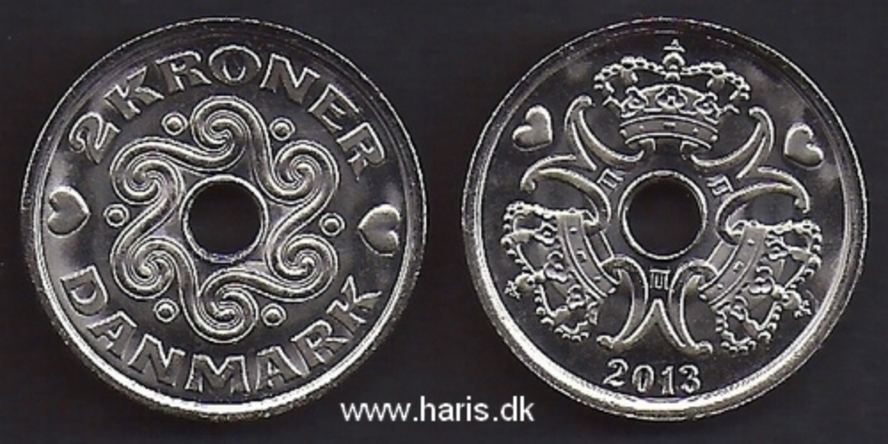 Picture of DENMARK 2 Kroner 2013 KM 874.2 UNC