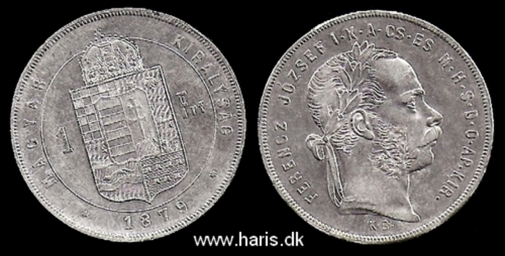 Picture of HUNGARY 1 Forint 1879 Silver KM453.1 VF+/XF