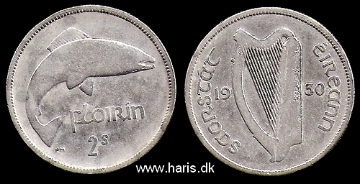 Picture of IRELAND 1 Floirin 1930 Silver KM7 VF