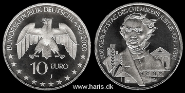 Picture of GERMANY 10 Euro 2003 J Comm. Silver KM222 UNC