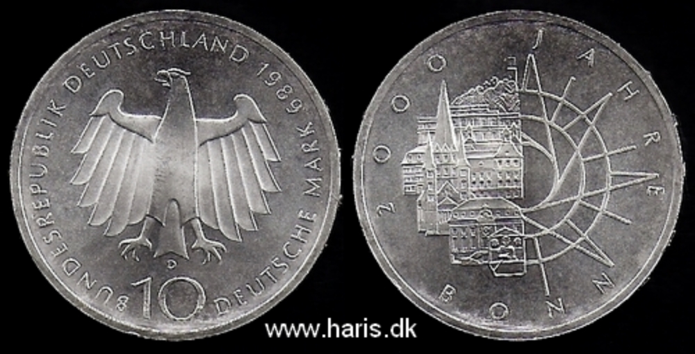 Picture of GERMANY 10 Mark 1989 D Silver KM172 UNC