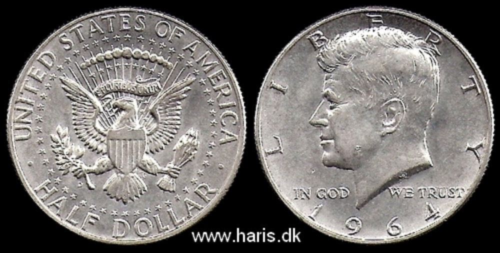 Picture of U.S.A. 1/2 Dollar 1964 D Silver KM202 aUNC