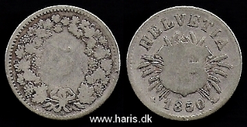 Picture of SWITZERLAND 5 Rappen 1850 Silver KM5 F