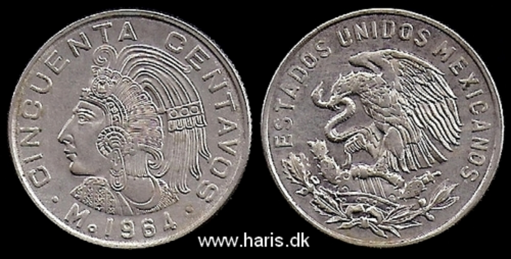 Picture of MEXICO 50 Centavos 1964 KM451 aUNC