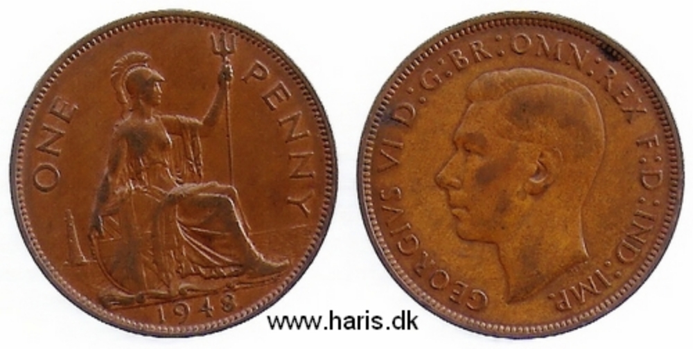 Picture of GREAT BRITAIN 1 Penny 1948 KM845 VF