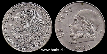 Picture of MEXICO 1 Peso 1980 KM460 aUNC