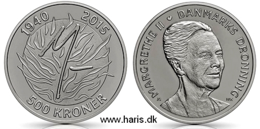 Picture of DENMARK 500 Kroner 2015 Comm. Silver KM 965 PROOF