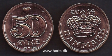 Picture of DENMARK 50 Ore 2014 KM 866.4 UNC