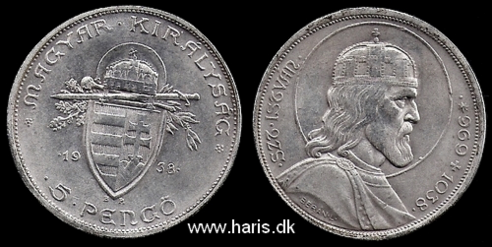 Picture of HUNGARY 5 Pengo 1938 FORGERY 