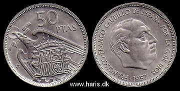 Picture of SPAIN 50 Pesetas 1957/58 KM788 aUNC