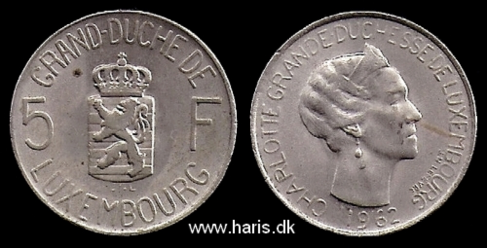 Picture of LUXEMBOURG 5 Francs 1962 KM51 XF