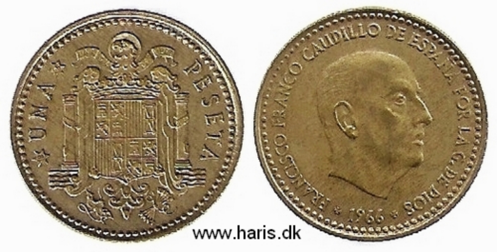 Picture of SPAIN 1 Peseta 1966/68 KM796 XF