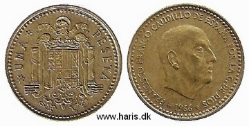 Picture of SPAIN 1 Peseta 1966/68 KM796 XF