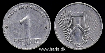 Picture of GERMANY D.R. 1 Pfennig 1952 A KM5 VF