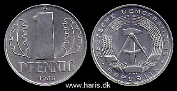 Picture of GERMANY D.R. 1 Pfennig 1965 A KM8.1 UNC