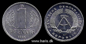 Picture of GERMANY D.R. 1 Pfennig 1986 A KM8.2 UNC
