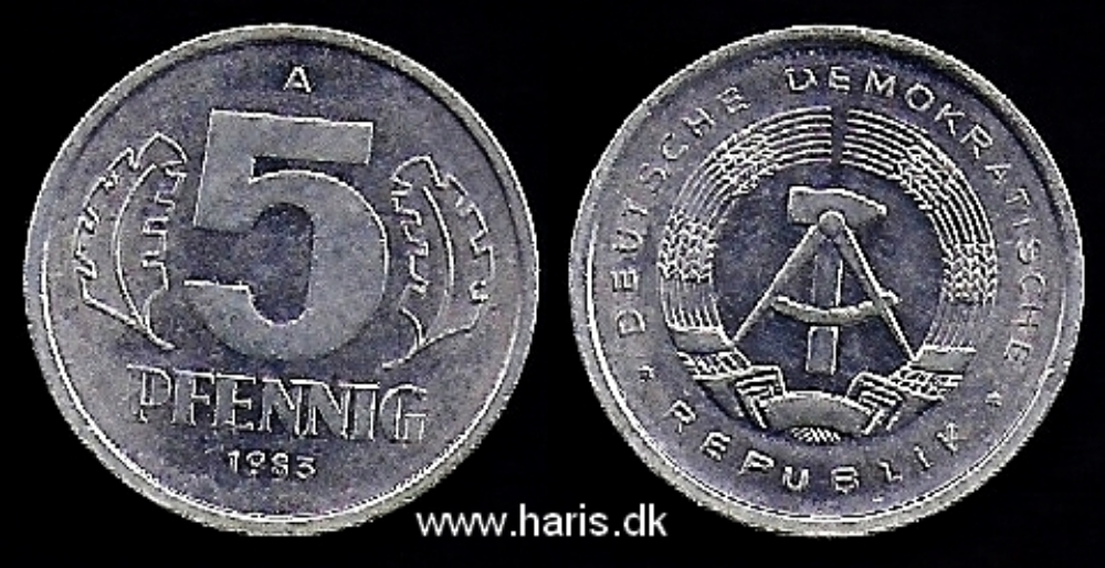 Picture of GERMANY D.R. 5 Pfennig 1983 A KM9.2 VF+