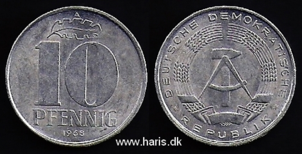 Picture of GERMANY D.R. 10 Pfennig 1968 A KM10 VF