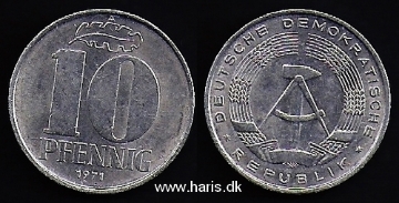 Picture of GERMANY D.R. 10 Pfennig 1971 A KM10 VF+