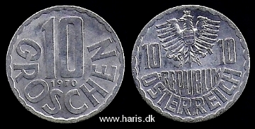 Picture of AUSTRIA 10 Groschen 1970 KM2878 XF+/aUNC