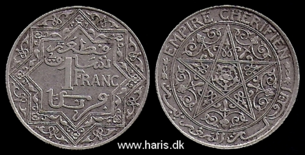 Picture of MOROCCO 1 Franc ND(1921) KM36.1 VF+