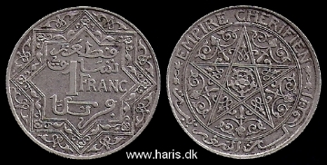 Picture of MOROCCO 1 Franc ND(1921) KM36.1 VF+