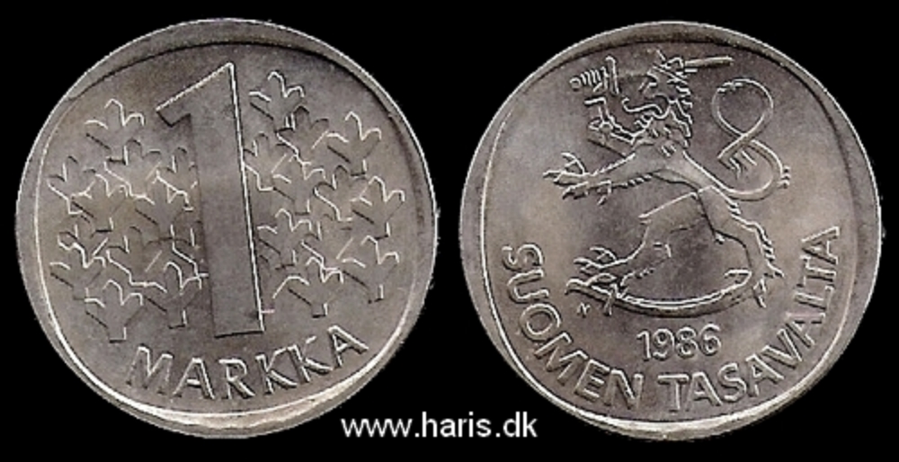 Picture of FINLAND 1 Markka 1986 N KM49a aUNC