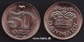 Picture of DENMARK 50 Ore 2015 KM new UNC