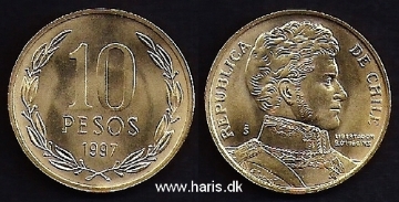 Picture of CHILE 10 Pesos 1997 KM228.2 UNC