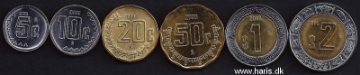 Picture of MEXICO 5 Centavos - 2 Pesos 2000-01 KM546-604 UNC