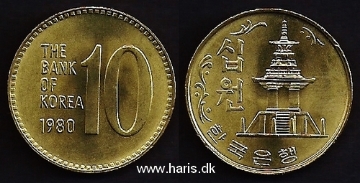 Picture of KOREA, SOUTH 10 Won 1980 KM6a UNC