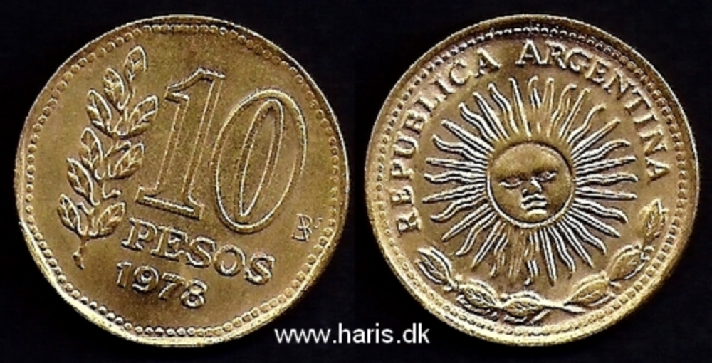 Picture of ARGENTINA 10 Pesos 1978 KM72 UNC