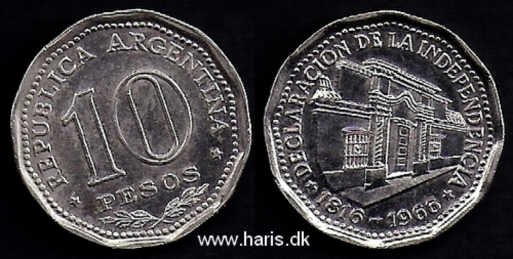 Picture of ARGENTINA 10 Pesos ND(1966) Comm. KM62 XF