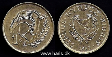Picture of CYPRUS 1 Cent 1987 KM53.2 aUNC