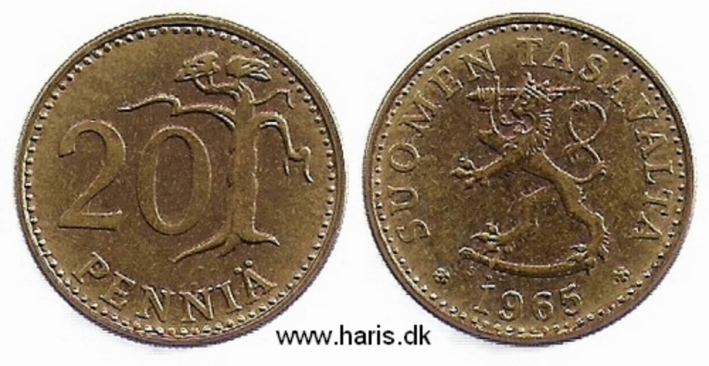 Picture of FINLAND 20 Pennia 1965 KM47 XF