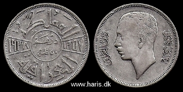 Picture of IRAQ 50 Fils AH1357 (1938) Silver KM104 VF+