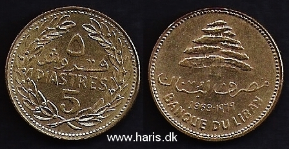 Picture of LEBANON 5 Piastres 1969 KM25.1 UNC