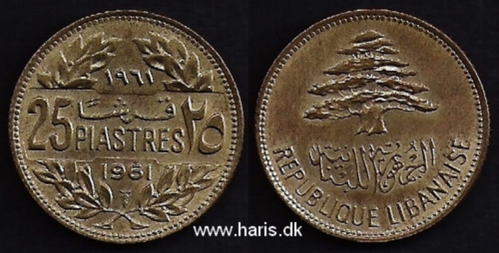 Picture of LEBANON 25 Piastres 1961 KM16 aUNC