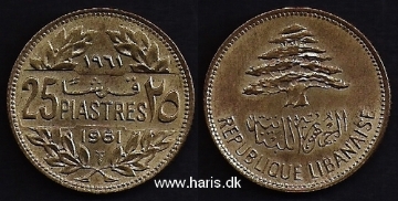 Picture of LEBANON 25 Piastres 1961 KM16 aUNC