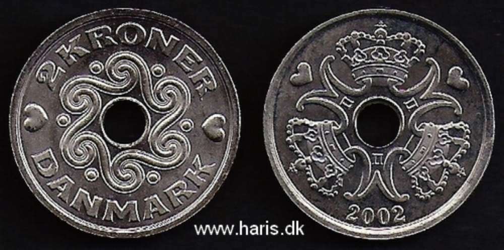 Picture of DENMARK 2 Kroner 2002 KM874.2 aUNC